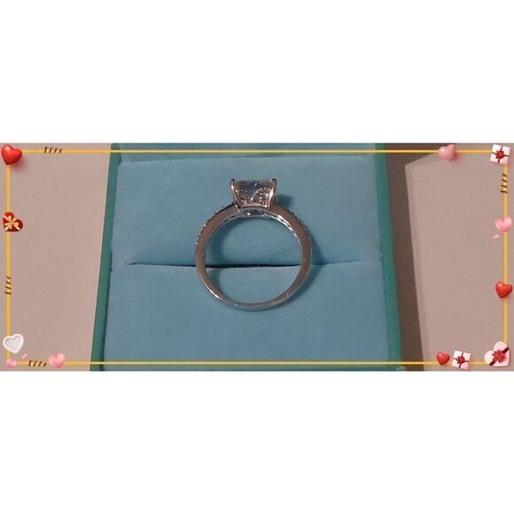 Gorgeous 2 Ct. East West Emerald Cut & Pave Sim Diamond Engagement Ring Sz 8 - Picture 3 of 4